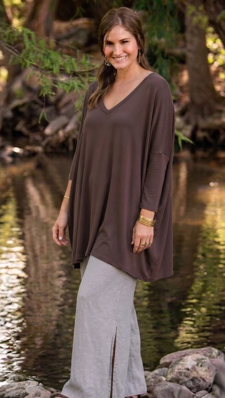 Acorn Oversize Tunic Top Modal Sleeve Hippie Chic Resort Wear Sml-7x