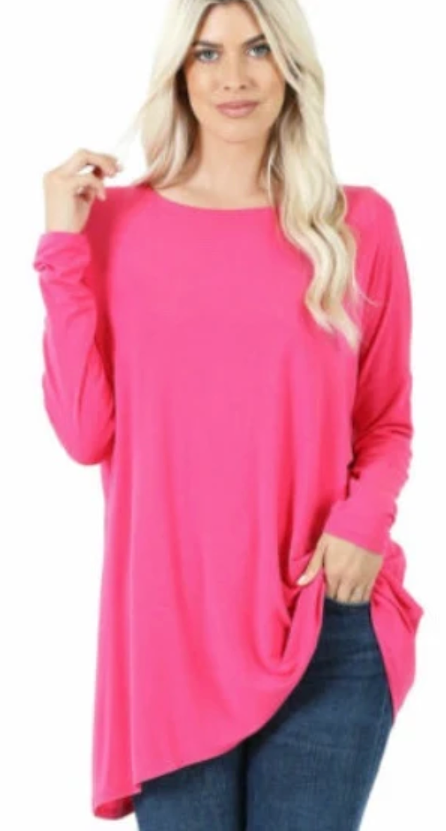 Sunheart Hot Pink Fushia Zen Plus Tunic Top Boho Hippie Chic Resort Wear Sml-5X
