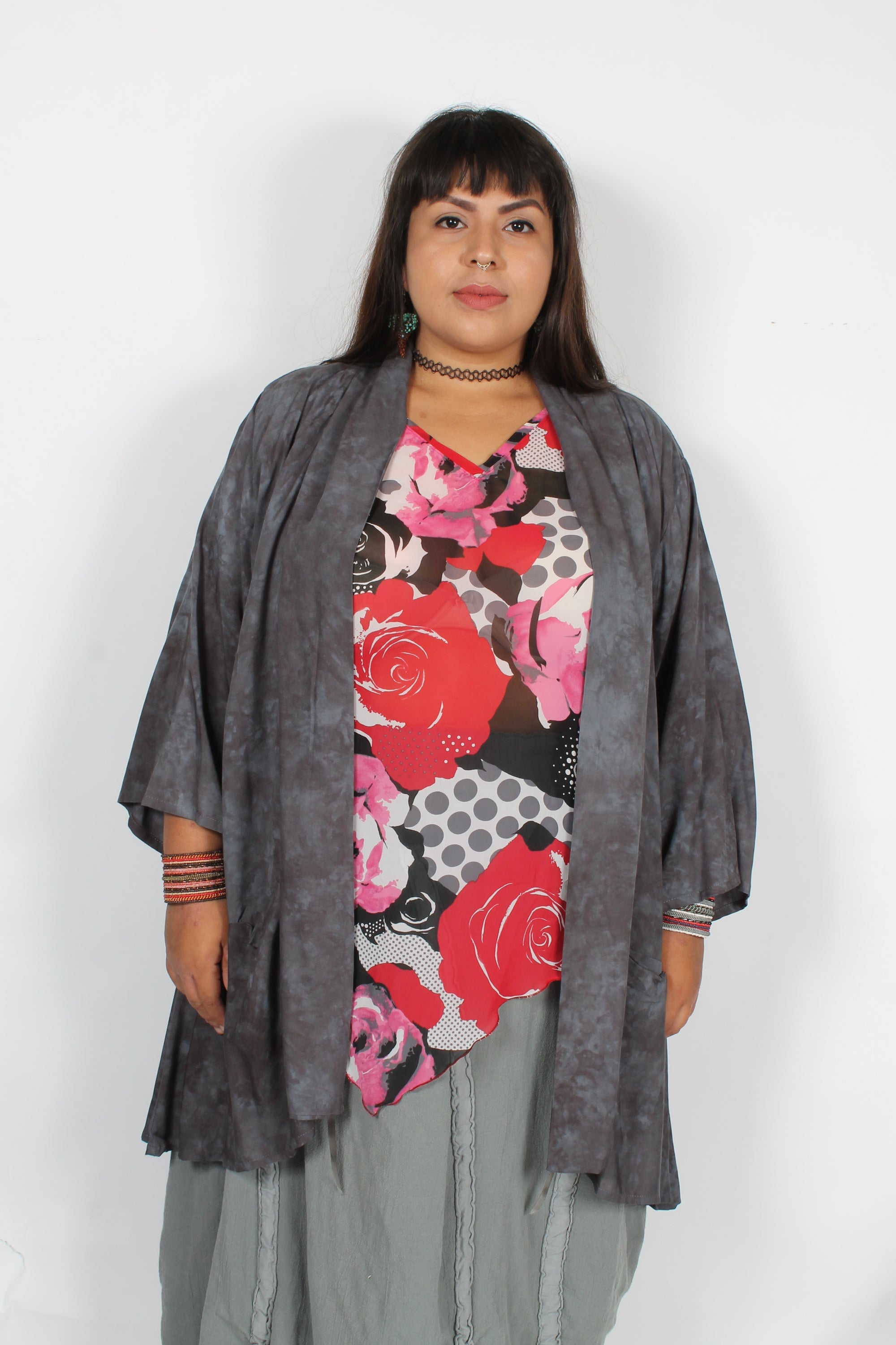 Sunheart Tibet Wash Gray Jacket Hippie Chic Plus Resort Wear Plus Sml-3x+