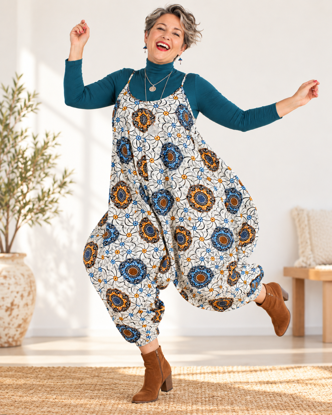 Sunheart Cotton Jumpsuit Romper Boho Hippie Chic Resort Wear Sml-3X