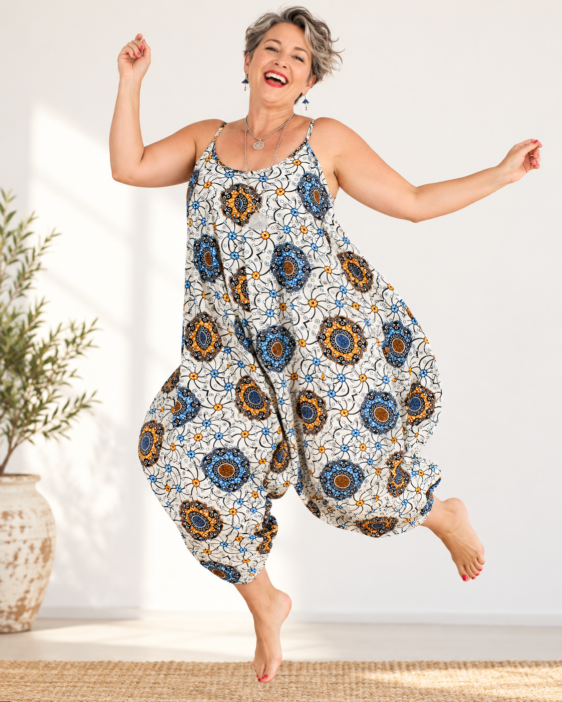 Sunheart Cotton Jumpsuit Romper Boho Hippie Chic Resort Wear Sml-3X
