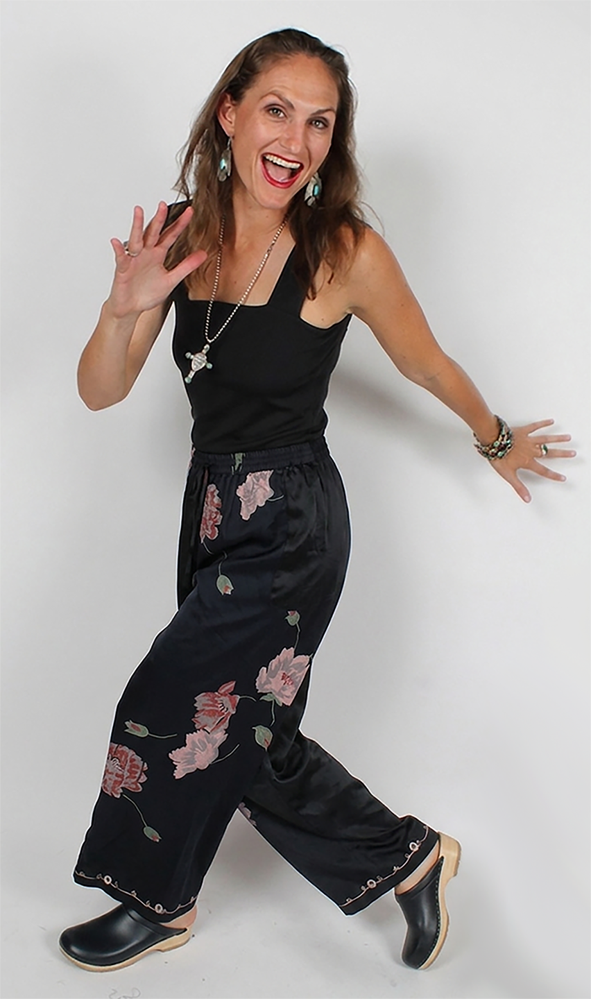 Tienda ho Black Satin Pinks Floral Boho Pants Nothing-Matches Hippie Chic Resort Wear Sml-2x+