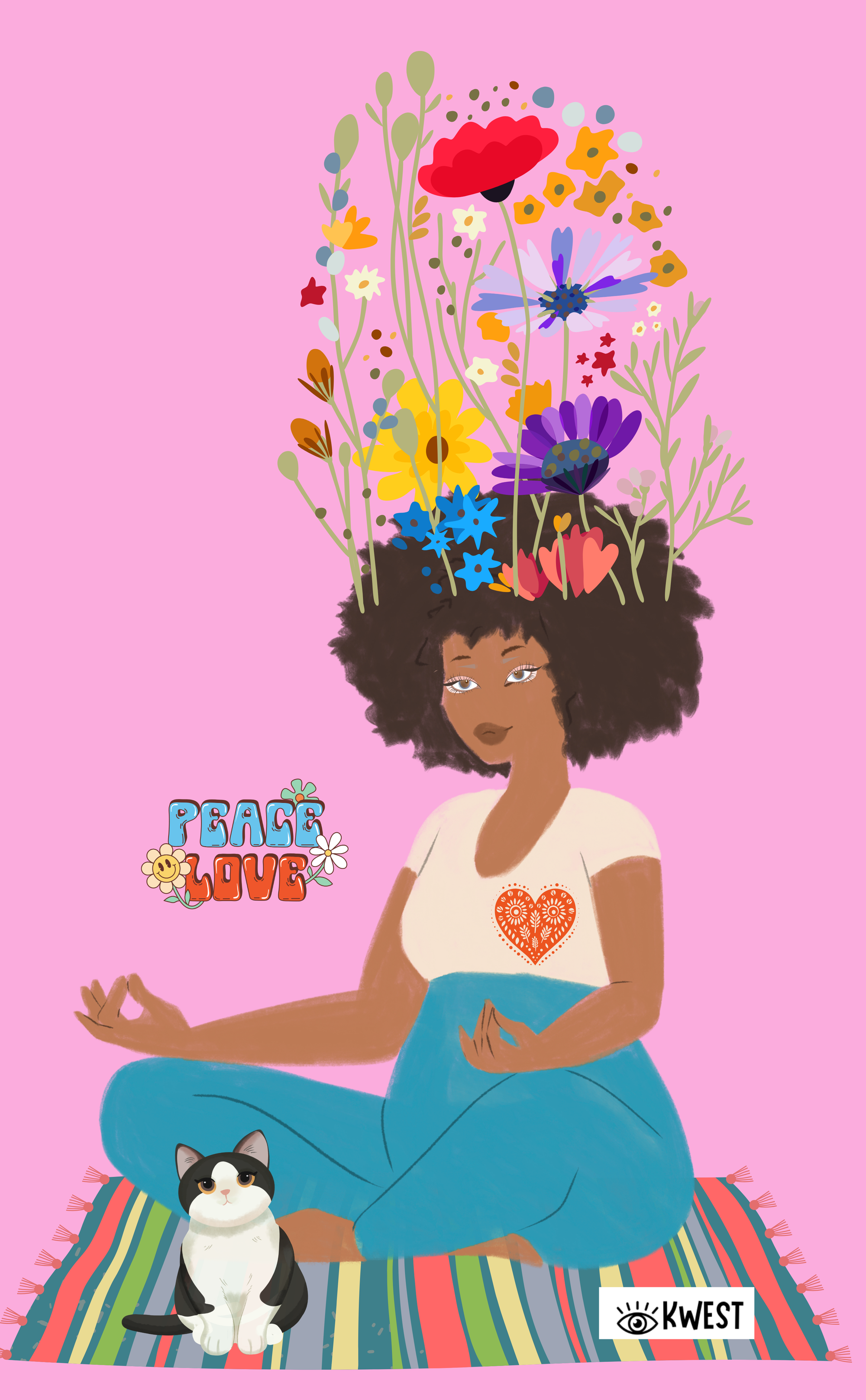 Peace Love Meditate Tea Towel
