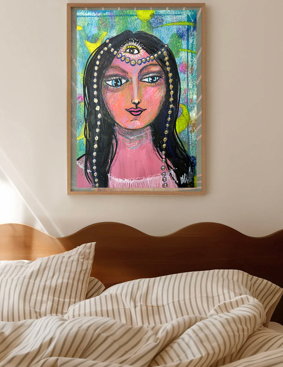 Dream Seer Princess Original Painting OOAK Wall Art Kristena West 6" x 9"