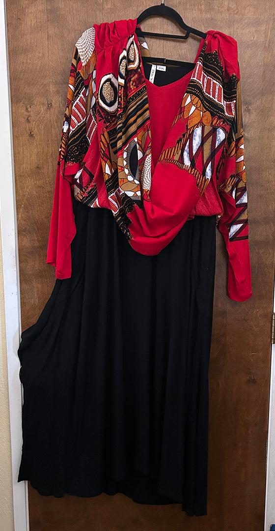 Red Abstract ooak Magic Tank Dress 2 Layers Sml-2x