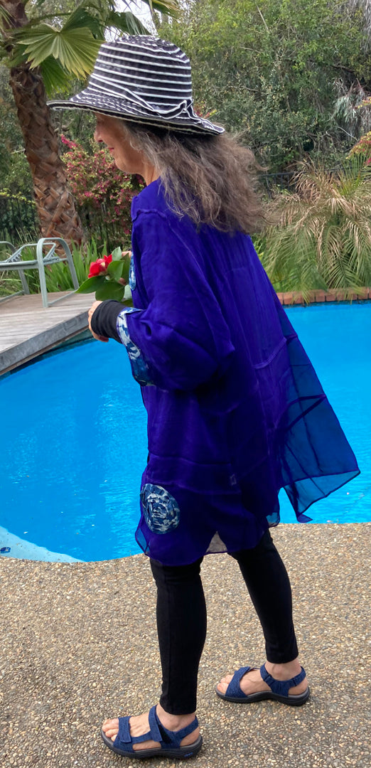 Purple Sunheart  Boho Tunic Top Jacket Hippie Chic Resort Wear Sml-2X