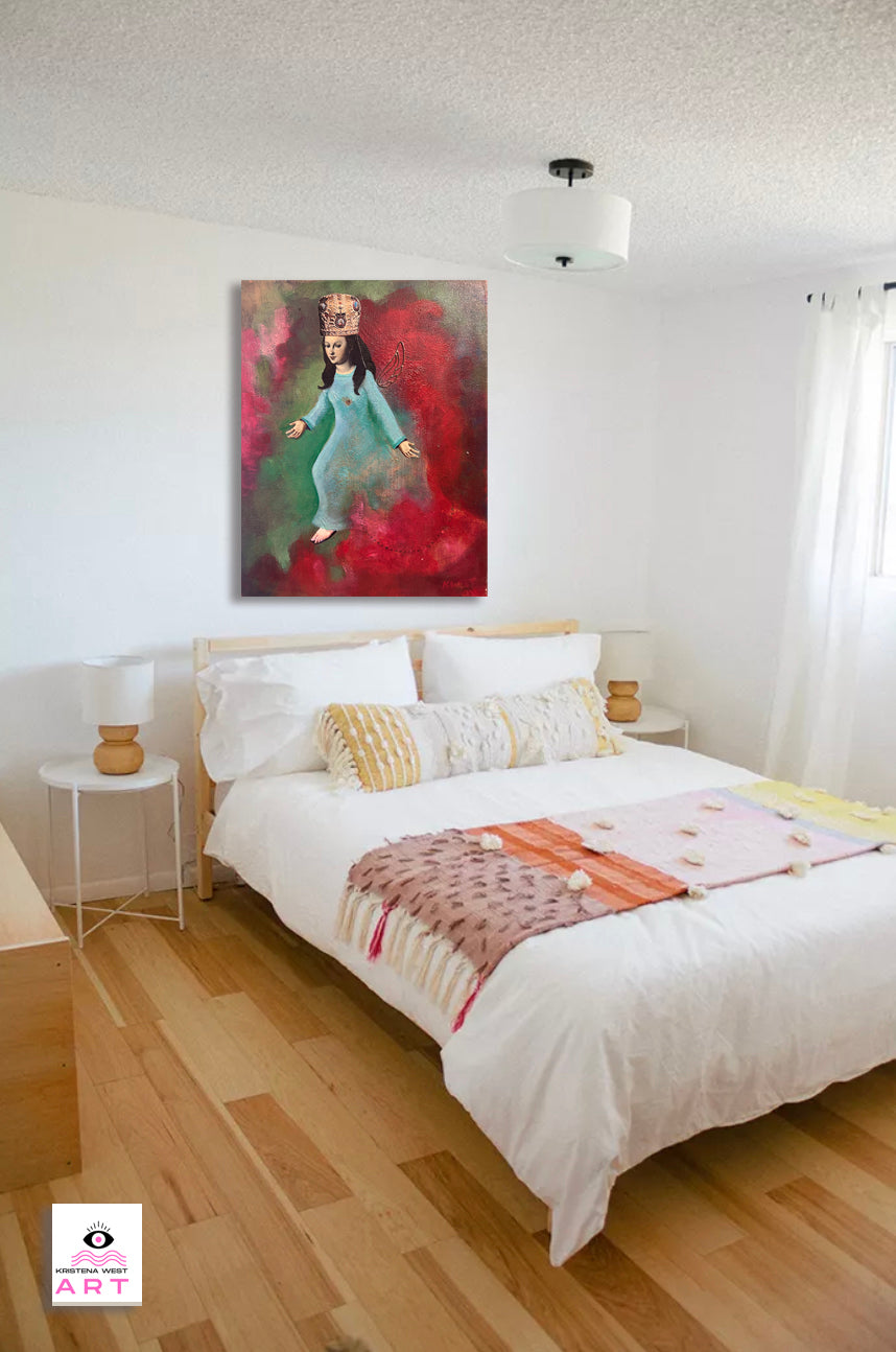 Sophia 16 x 20 Original Painting with Collage Home Decor Kristena West Wall Art