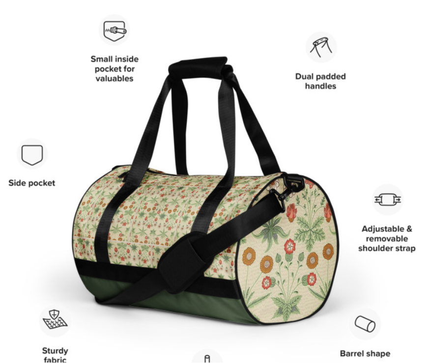 Floral  Gym Sports Bag Weekender Luggage Artist Duffel Bag