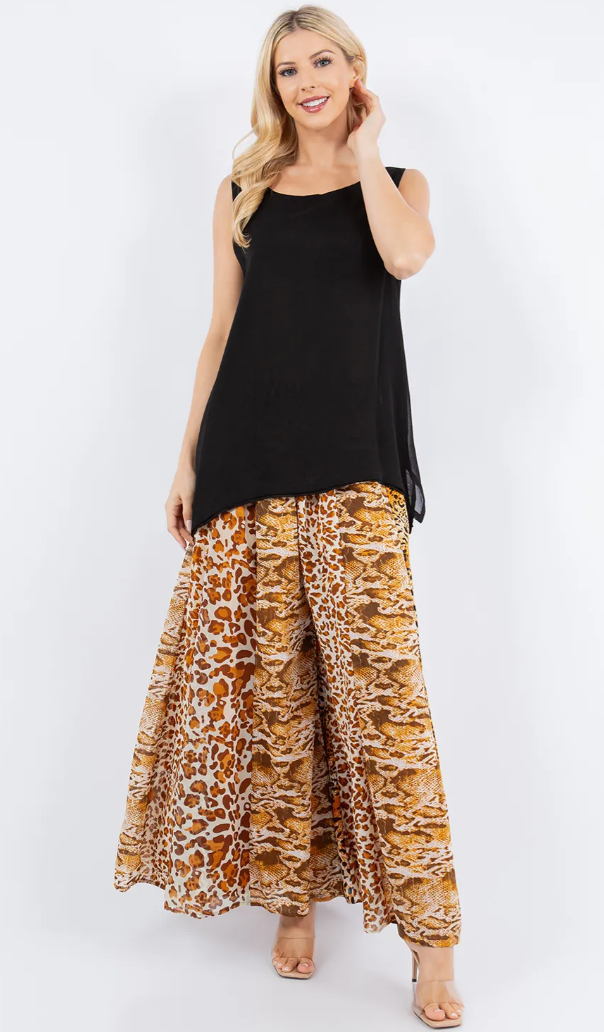 Sunheart Shaman Animal Print Top & Pants Set Boho Hippie Chic Resort Wear Sml-2X+