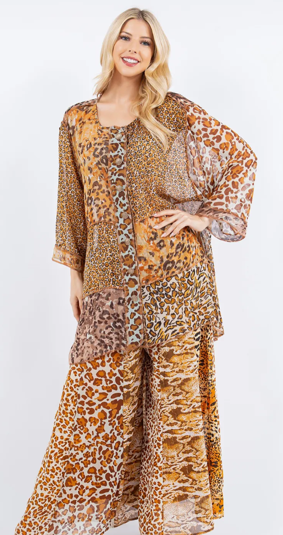 Sunheart Lioness Jacket Top & Pants Set Boho Hippie Chic Resort Wear Sml-2X+