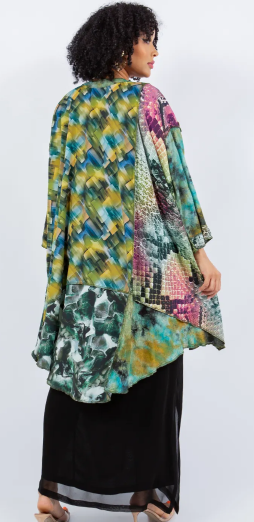 $65 OFF! Rose Mosaic hi-low Tunic Top Boho Hippie Chic Resort Wear Sml-10X