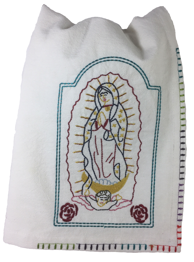 Two Virgin of Guadalupe Tea Towel 27" X 27"