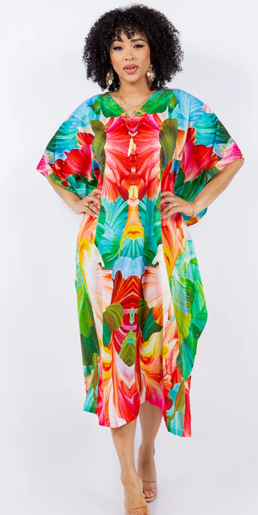 Floral Canyon Caftan Top or Dress Boho Hippie Chic  Sml-6x