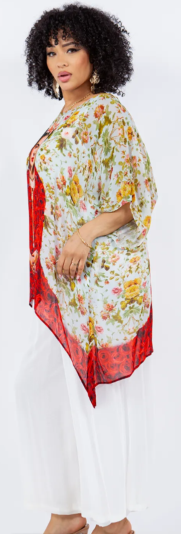 Sunheart Plus Frida Kahlo Oversize Tunic Top Lagenlook Boho Hippie Chic SML-6X+