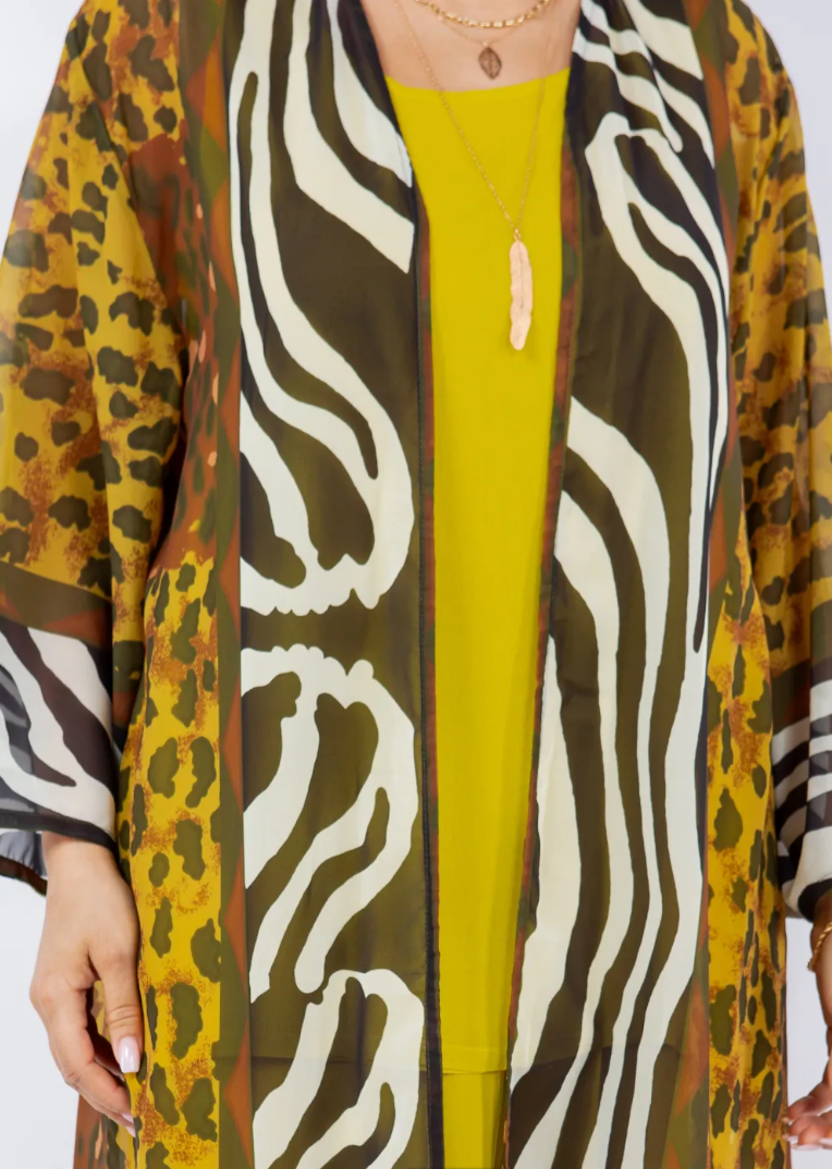 Sunheart  Cheetah Boho Long Jacket Hippie Chic Resort Wear Sml-2X