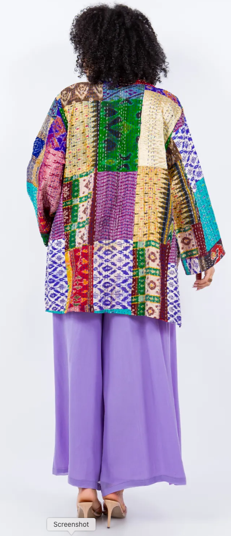 Sunheart Kantha Pieced Handmade  Jacket Boho Chic Gypsy Gal