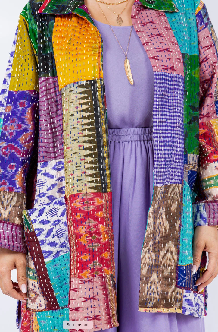 Sunheart Kantha Pieced Handmade  Jacket Boho Chic Gypsy Gal