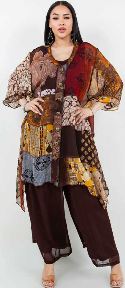 Cocoa and Cream, Nutmeg & Spices Tunic Top Jacket Hippie Chic Resort Wear Sml-2X