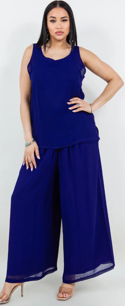 9 Colors Sunheart  Tank Top & Wide Leg Pants Set Boho Hippie Chic Resort Wear Sml-2X+