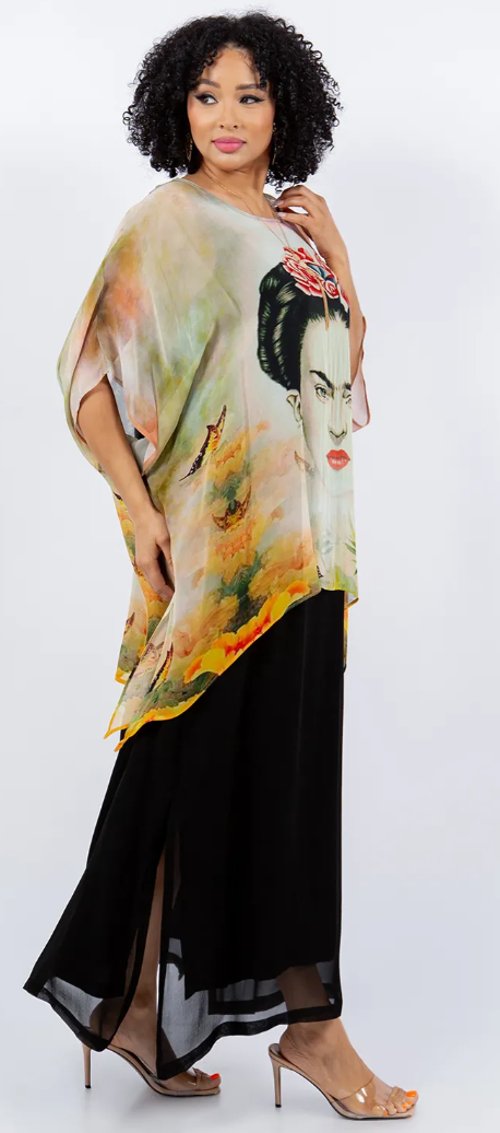 Frida Kahlo Our Artists Icon Oversize Tunic Top Lagenlook Boho Hippie Chic SML-6X+