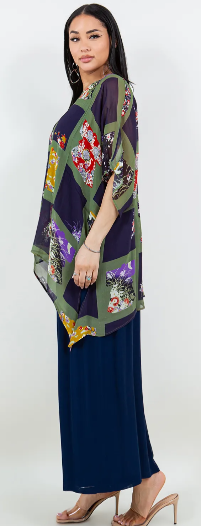 $66 OFF! Oversize Flower Garden  Pacifica Tunic Top Lagenlook Boho Hippie Chic SML-6X+