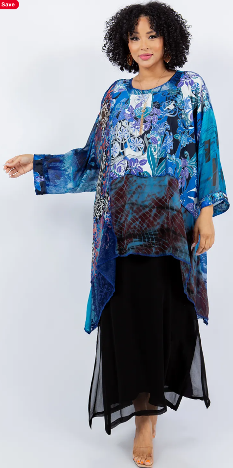 $50 OFF Sale! Mosaic hi-low Tunic Top Boho Hippie Chic Resort Wear Sml-10X LAST ONE!