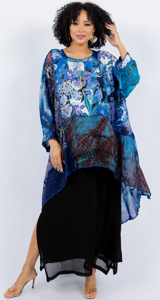 $50 OFF Sale! Mosaic hi-low Tunic Top Boho Hippie Chic Resort Wear Sml-10X LAST ONE!