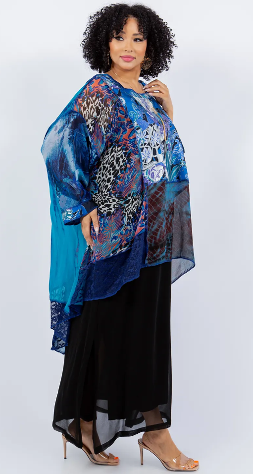$50 OFF Sale! Mosaic hi-low Tunic Top Boho Hippie Chic Resort Wear Sml-10X LAST ONE!
