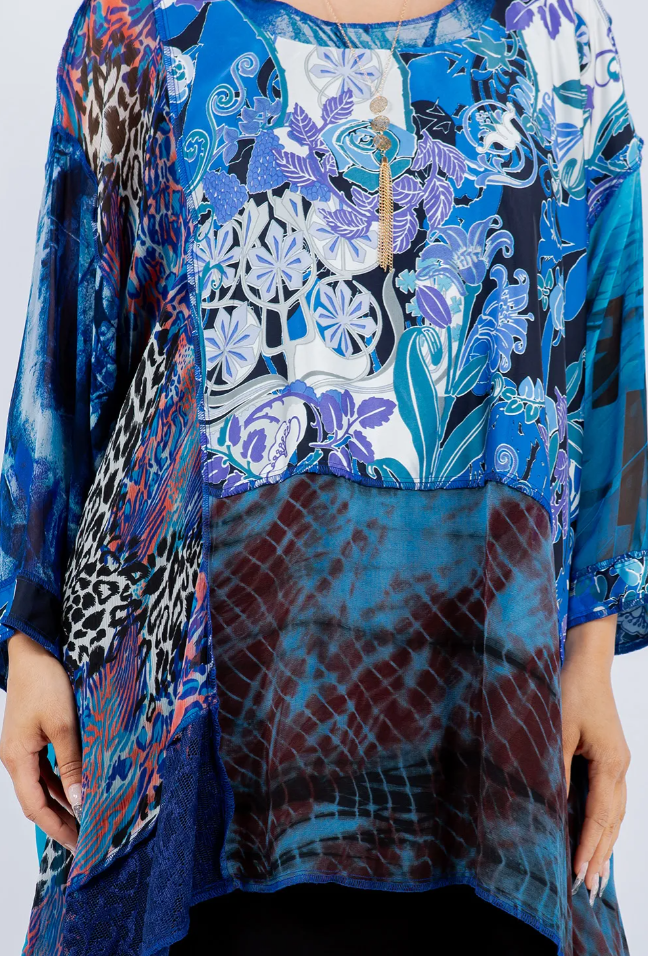 $50 OFF Sale! Mosaic hi-low Tunic Top Boho Hippie Chic Resort Wear Sml-10X LAST ONE!