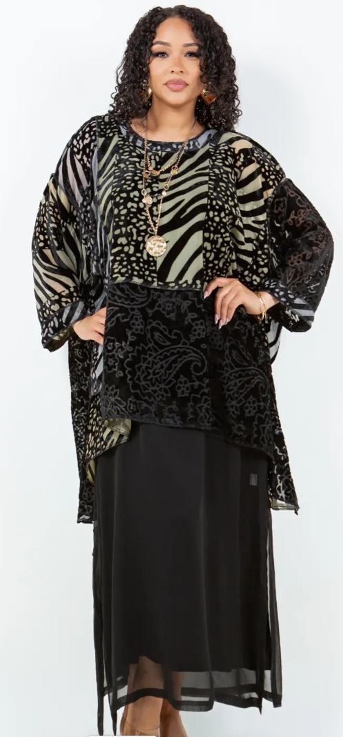 Ready for My Close-up M. DeMille Mosaic hi-low Tunic Top Boho  Sml-10X