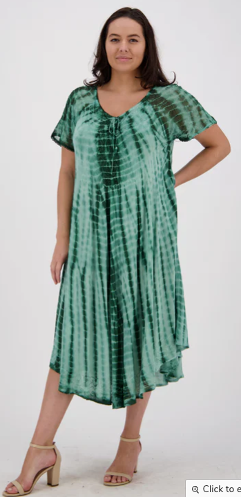 Sunheart River Queen Batik Summer s/slv Dress Boho Hippie Chic Resort Wear Sml-4x+