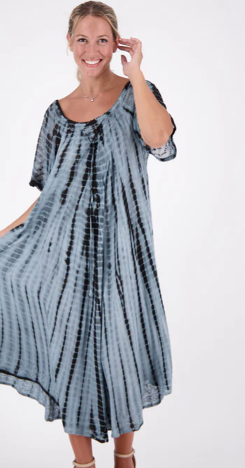 Sunheart River Queen Batik Summer s/slv Dress Boho Hippie Chic Resort Wear Sml-4x+