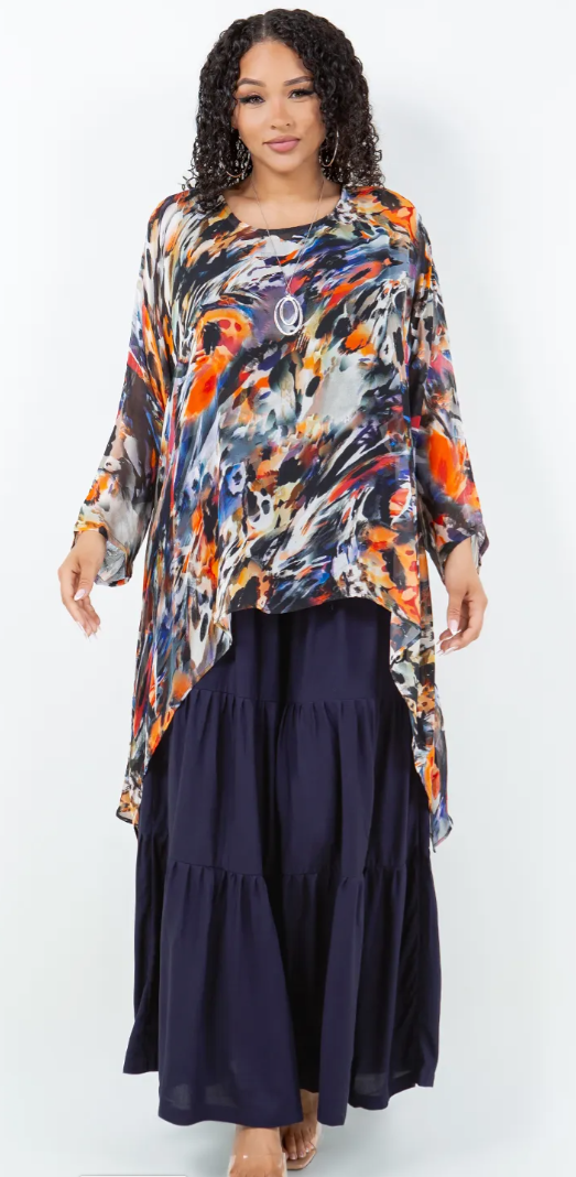 My SuperPower is... Mosaic hi-low Tunic Top Boho Hippie Chic Resort Wear Sml-10X