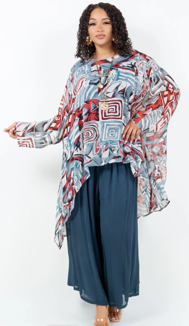 I'm Making It! Mosaic hi-low Tunic Top Boho Hippie Chic Resort Wear Sml-10X