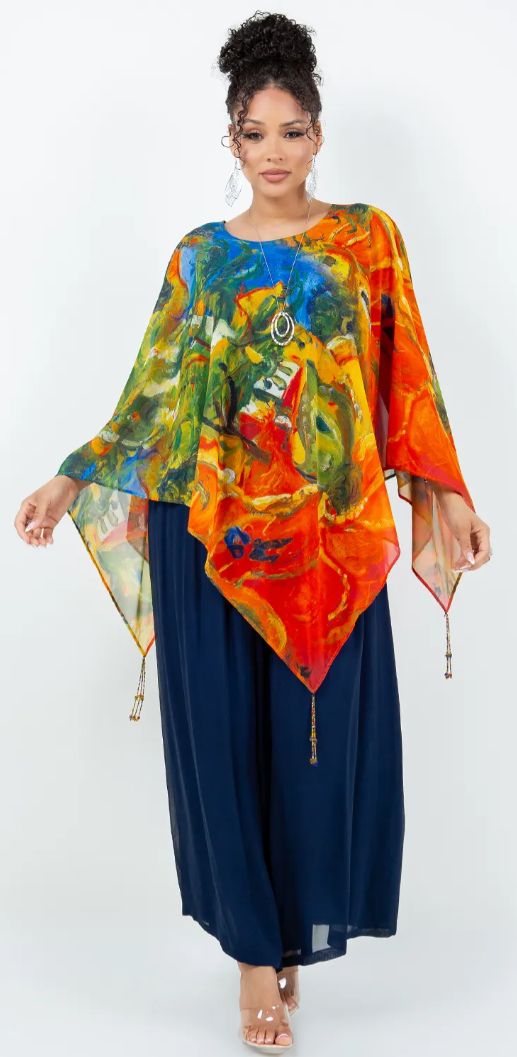 Beaded & Bold Poncho Plus Top Boho Resort Festival Wear Hippie Chic Plus Sml-7X+