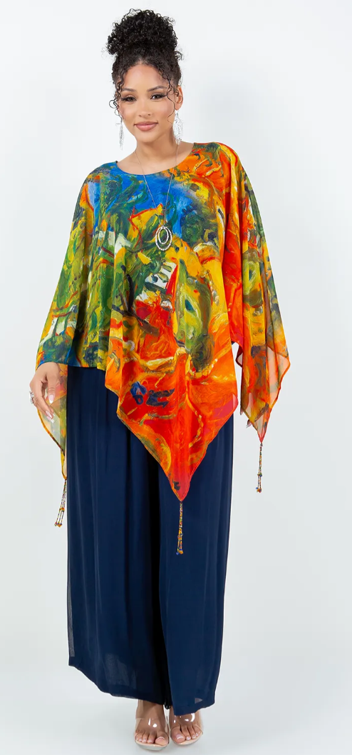 Beaded & Bold Poncho Plus Top Boho Resort Festival Wear Hippie Chic Plus Sml-7X+