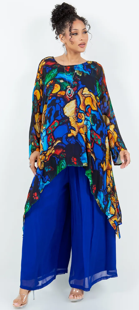 Open Sky Boho Tunic in Navy Mauve
