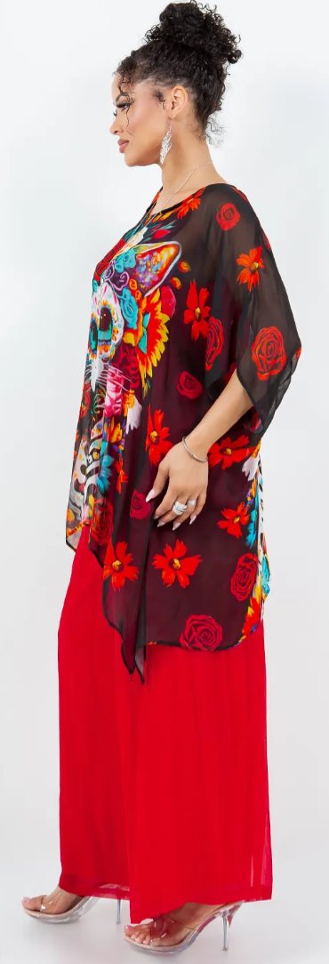 Dio de Los Muertos Oversize Pacifica Tunic Top  Lagenlook Boho Hippie Chic SML-6X+