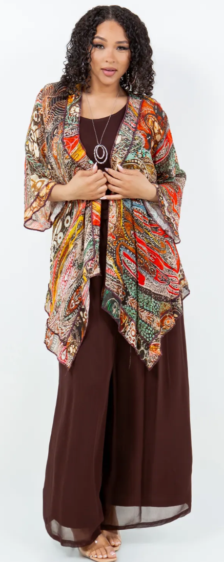 Sunheart Cosmic Flow Lagenlook Scarf Jacket Boho  Hippie Chic Sml-Large-xl-1x