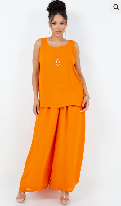 9 Colors Sunheart  Tank Top & Wide Leg Pants Set Boho Hippie Chic Resort Wear Sml-2X+