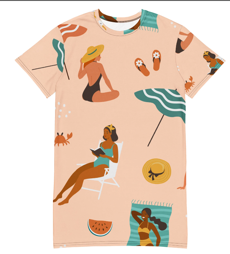Boho Pop Art Suntan Ladies Beach Towels Folk Art Tee Shirt Small to 6X