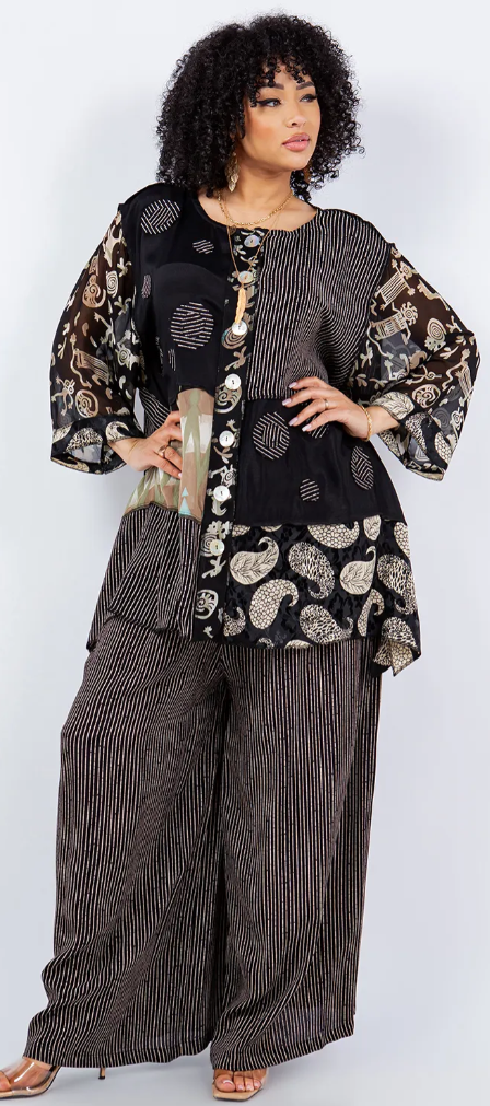 $50 OFF! Sunheart Black Abstract Boho Tunic Top Jacket Hippie Chic Resort Wear Sml-2X