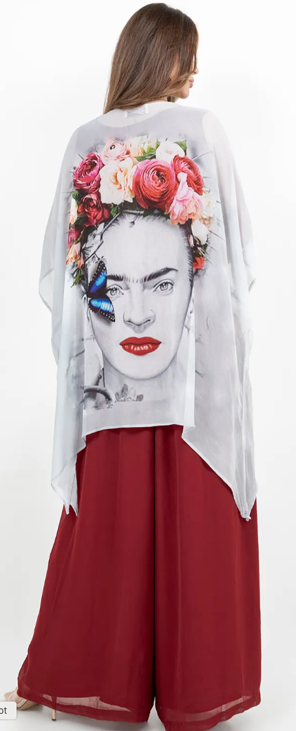 Frida Kahlo Roses Oversize Tunic Top Lagenlook Boho Hippie Chic SML-6X+
