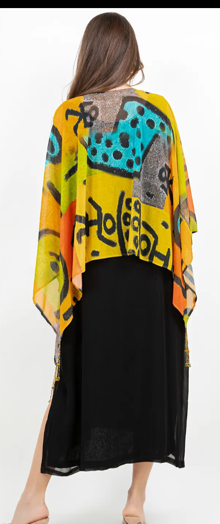 Color Me Fun Poncho Plus Top Boho Resort Festival Wear Hippie Chic Plus Sml-7X+