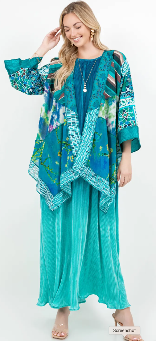 Sunheart Sea Glass Cove Lagenlook Scarf Jacket Boho  Hippie Chic Sml-Large-xl-1x