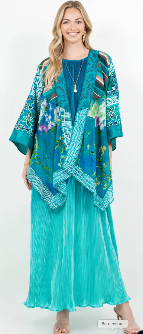 Sunheart Sea Glass Cove Lagenlook Scarf Jacket Boho  Hippie Chic Sml-Large-xl-1x