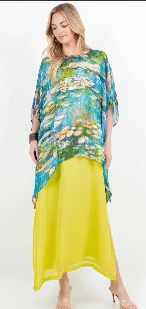 Monets Garden Oversize Tunic Top Lagenlook Boho Hippie Chic SML-6X+