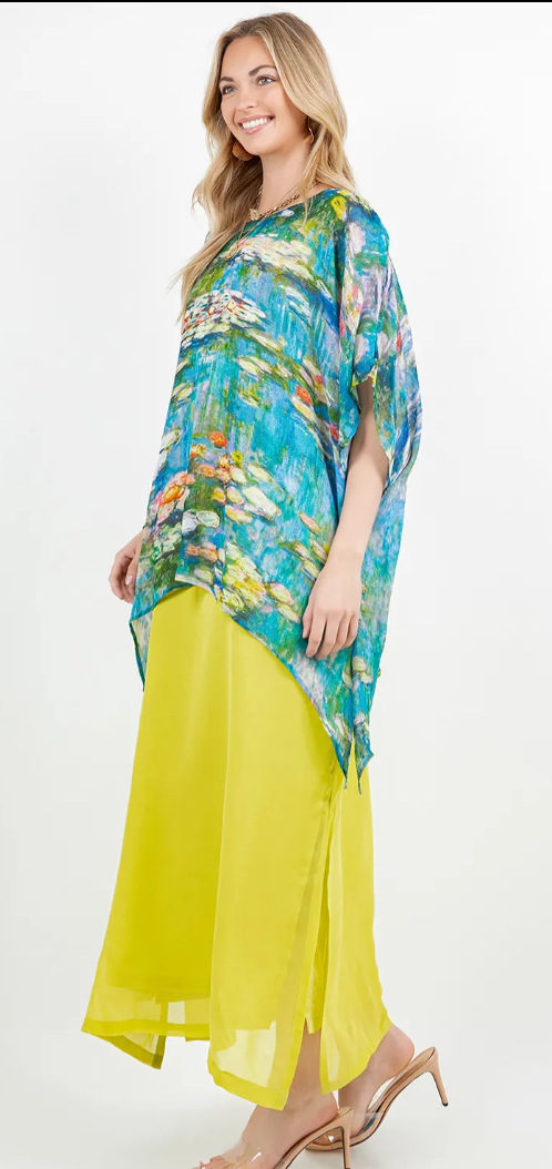 Monets Garden Oversize Tunic Top Lagenlook Boho Hippie Chic SML-6X+