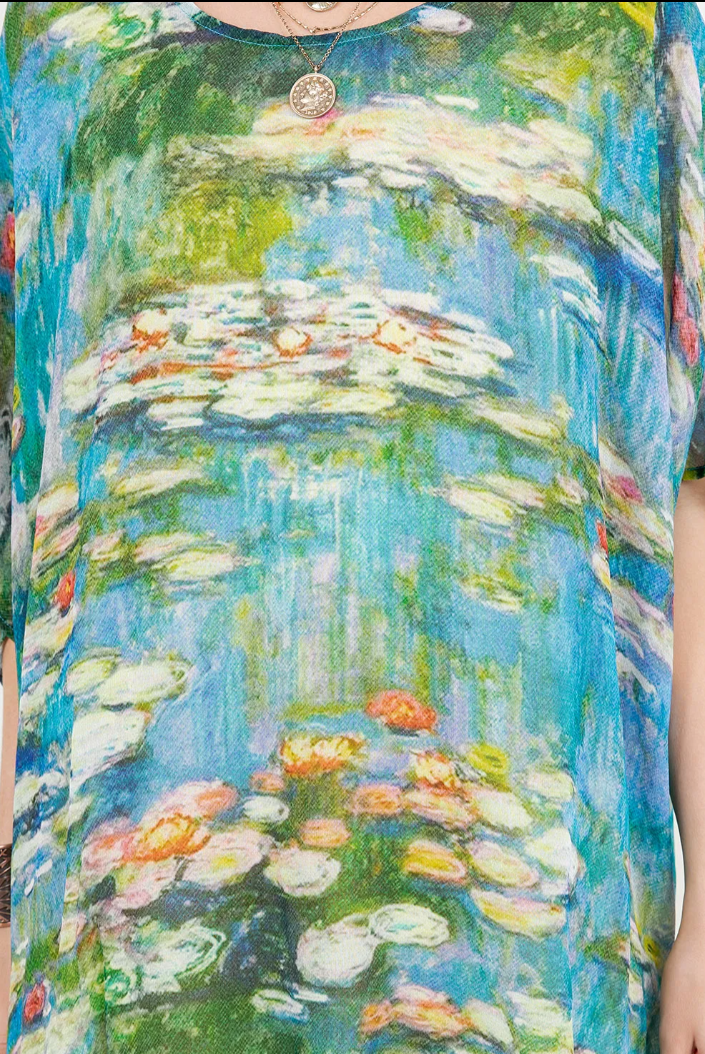 Monets Garden Oversize Tunic Top Lagenlook Boho Hippie Chic SML-6X+