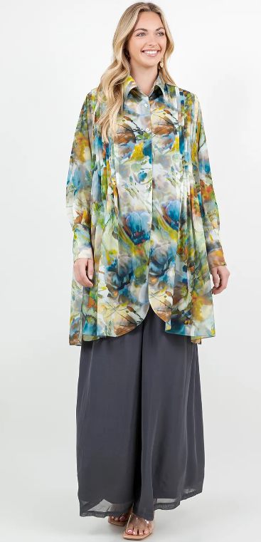 Boho Pleated Tunic Oversize Plus Shirt Tunic 60" Bust Sml-5x